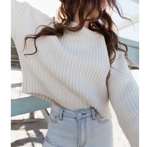 UO White Andi Pullover Crewneck Sweater!